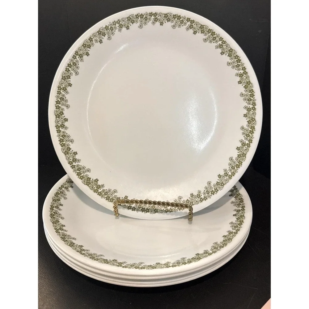 Corelle Crazy Daisy Spring Blossom Green Dinner Plates Set Of 6 Vintage USA 10